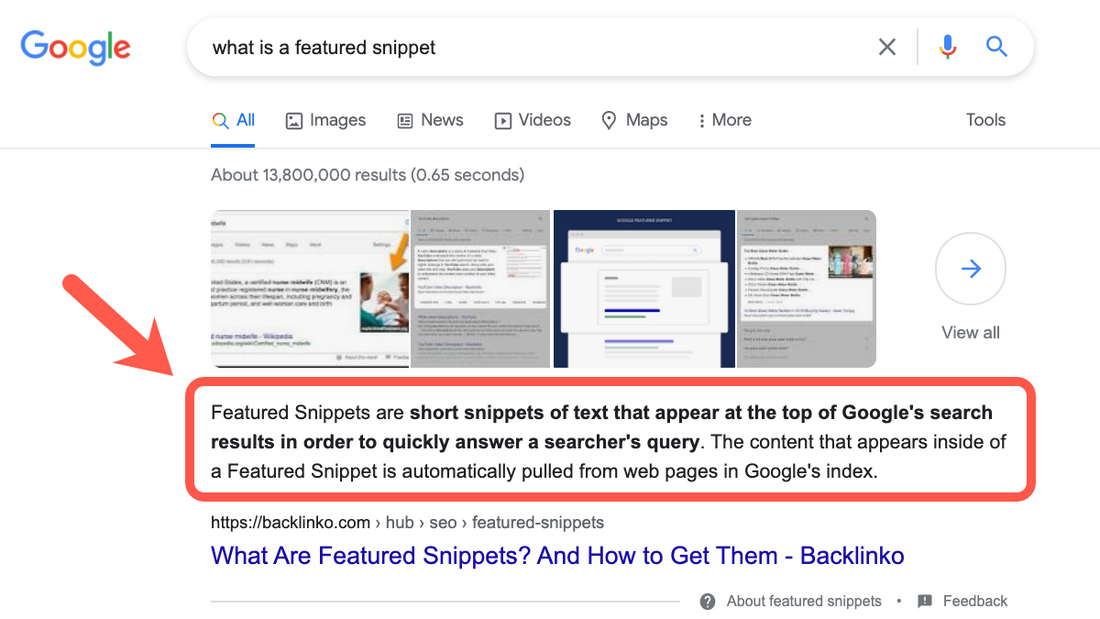 Featured snippets in content writing
